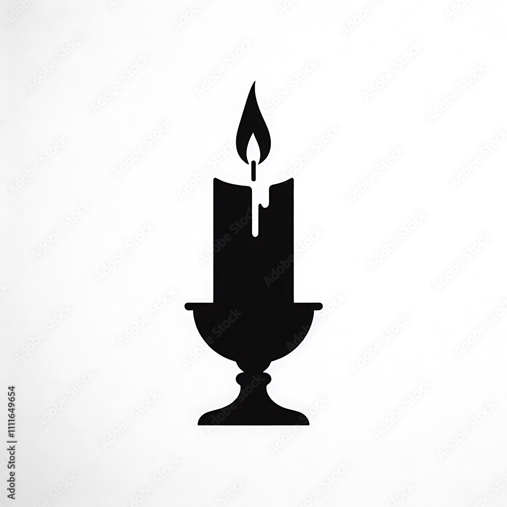 Black silhouette of a candle in a holder. Black silhouette of a candle in a holder.