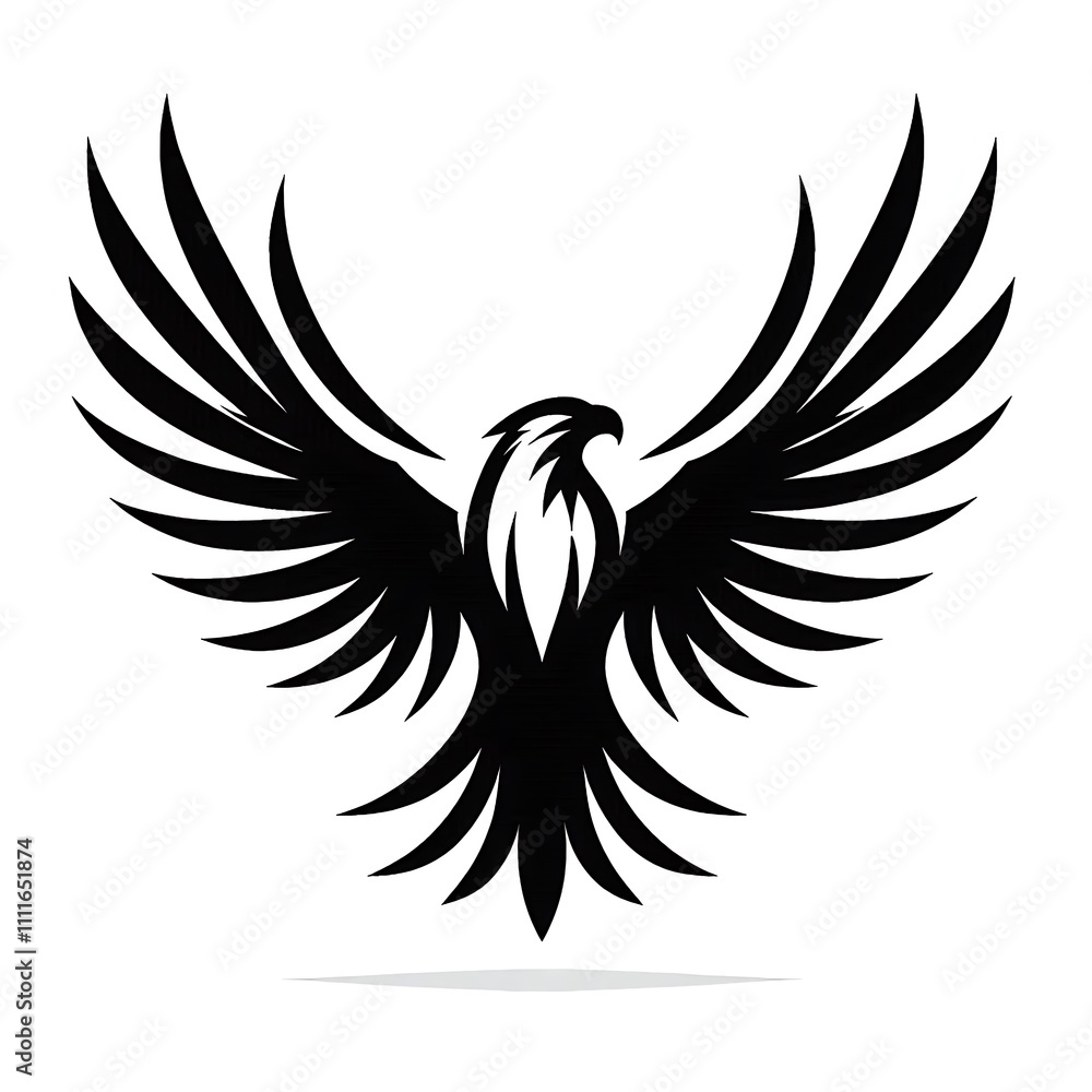 Black silhouette of an eagle with extended wings. Black silhouette of an eagle with extended wings.