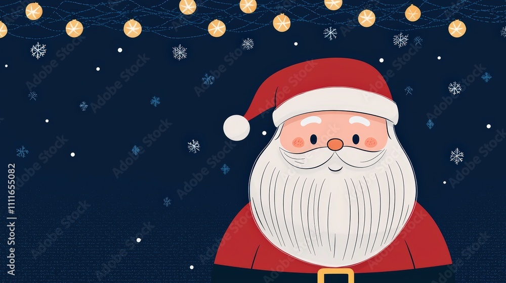 Cheerful Santa Claus with a Warm Smile Surrounded by Snowflakes and Lights, Perfect for Christmas Celebrations and Holiday Greetings Cheerful Santa Claus with a Warm Smile Surrounded by Snowflakes and Lights, Perfect for Christmas Celebrations and Holiday Greetings