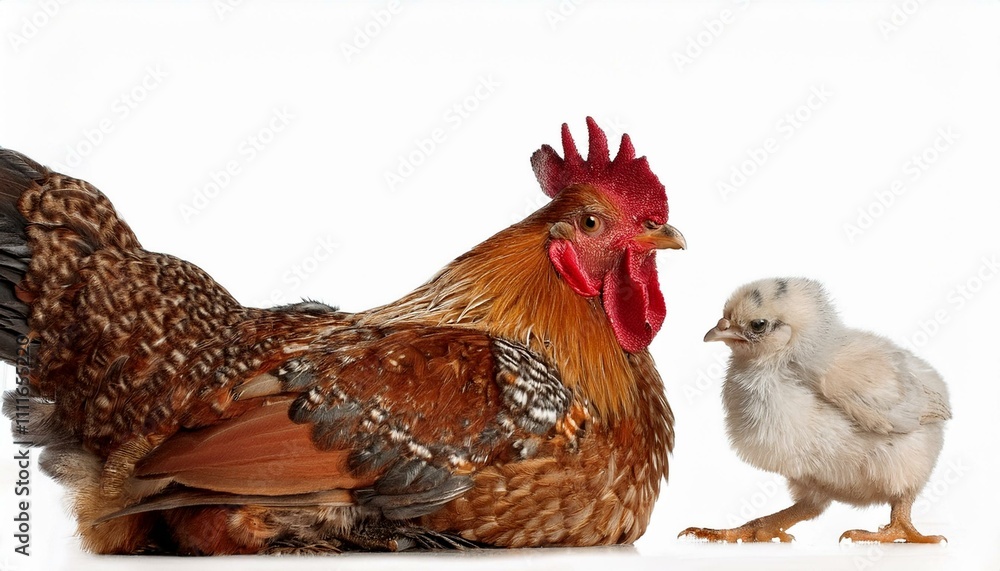 Fototapeta premium Village chicken on isolated white background.