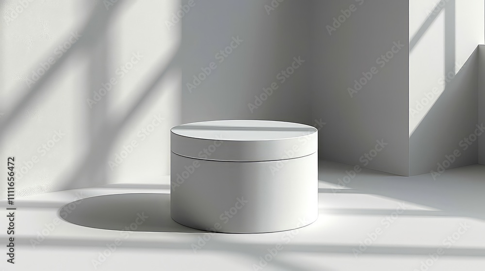 White Cylinder Mockup Minimalist Product Display, Studio Lighting White Cylinder Mockup Minimalist Product Display, Studio Lighting