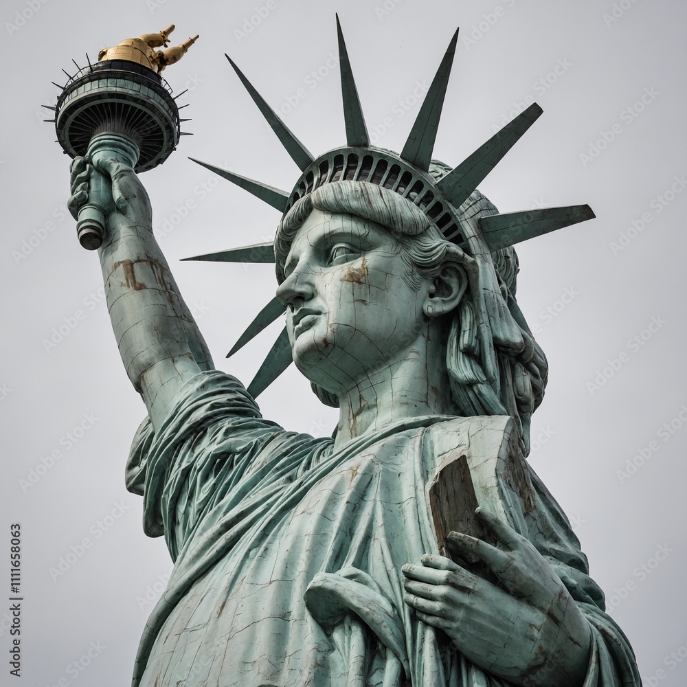 Fototapeta premium Statue of Liberty: The Statue of Liberty in full detail with a clean white background.