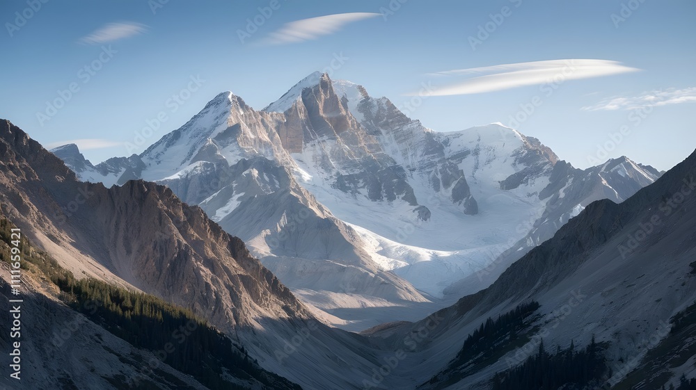 Stunning Snow-Capped Alpine Peaks in a Majestic Mountain Scene Stunning Snow-Capped Alpine Peaks in a Majestic Mountain Scene
