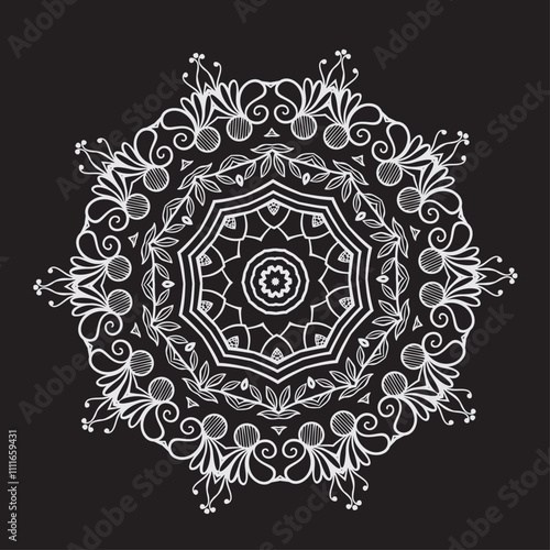 Ornamental Geometric luxury mandala pattern vector design black background
