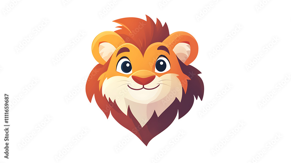 Lion logo for a game app, shows only the animal face as an icon, using colors orange, pink, blue, and purple, isolated on a transparent background Lion logo for a game app, shows only the animal face as an icon, using colors orange, pink, blue, and purple, isolated on a transparent background