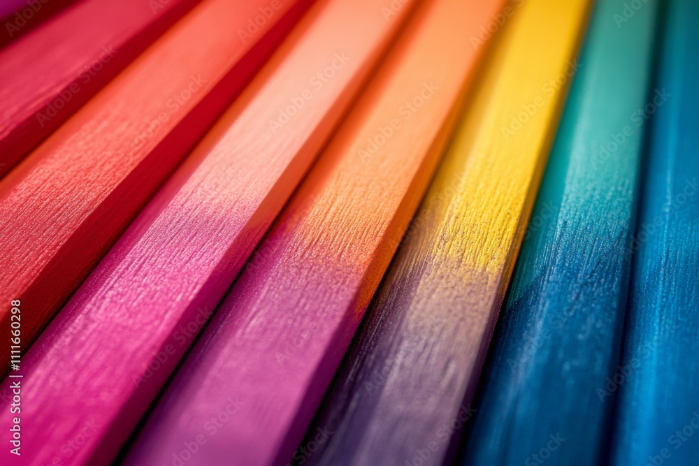 A row of colored pencils with a rainbow pattern A row of colored pencils with a rainbow pattern