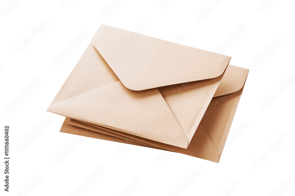 Stack of paper envelopes for mail isolated on transparent background. Generative ai Stack of paper envelopes for mail isolated on transparent background. Generative ai