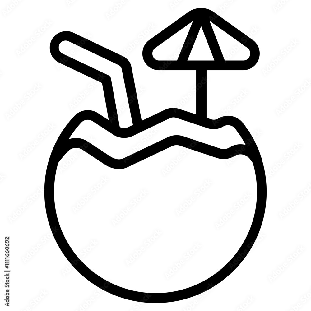 Coconut drink Line Icon Coconut drink Line Icon