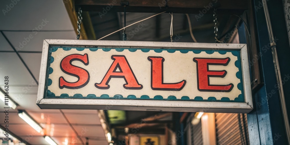 Brightly Colored SALE Sign in a Retail Setting Brightly Colored SALE Sign in a Retail Setting
