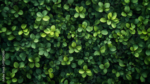 Lush green foliage fills the ground in a thriving natural environment