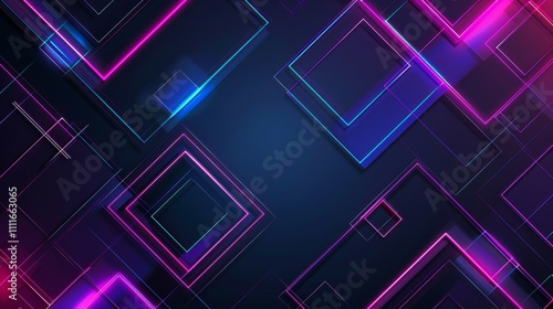 Vibrant neon geometric shapes overlapping on dark background, creating modern and futuristic design