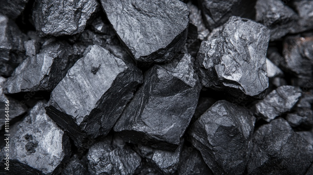 A close-up of textured black coal rocks, their sharp edges forming a unique surface, set in a dark, atmospheric setting A close-up of textured black coal rocks, their sharp edges forming a unique surface, set in a dark, atmospheric setting