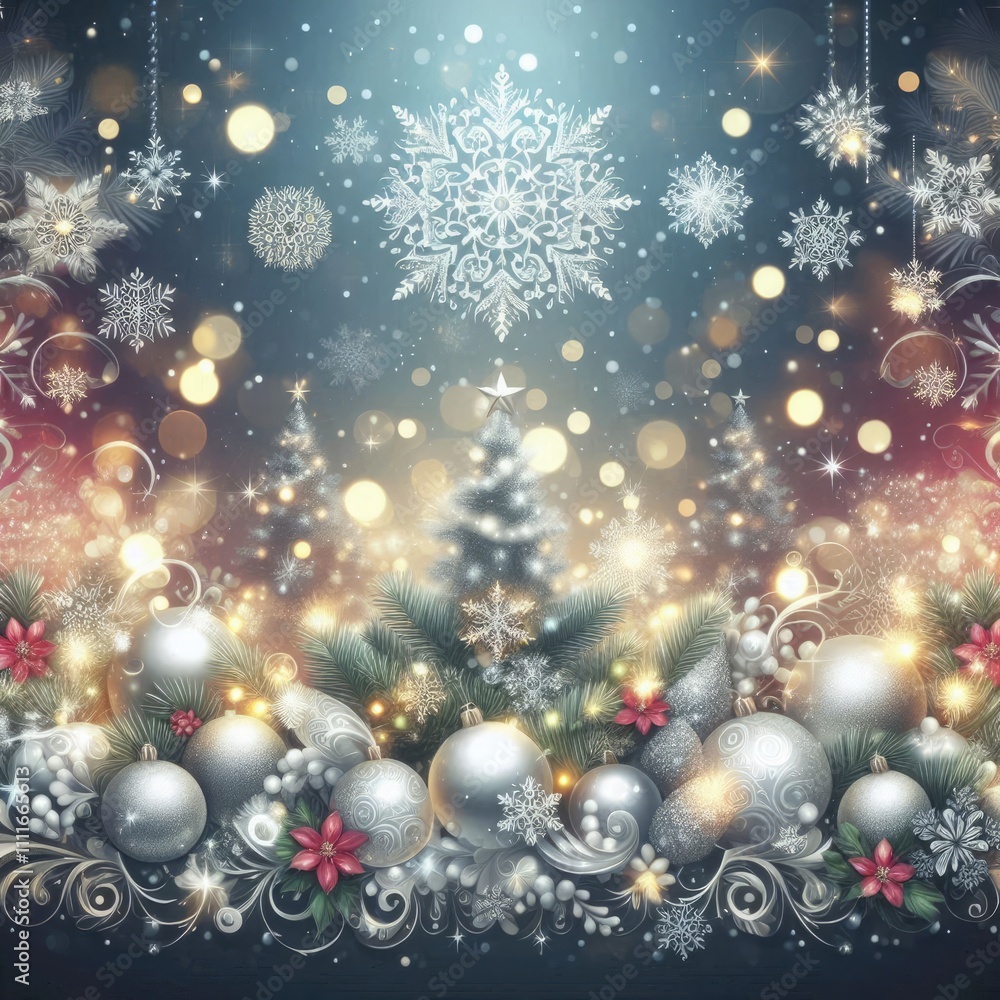 Christmas background with snowflakes and bokeh lights design for greeting card, banner, galaxy Christmas background with snowflakes and bokeh lights design for greeting card, banner, galaxy