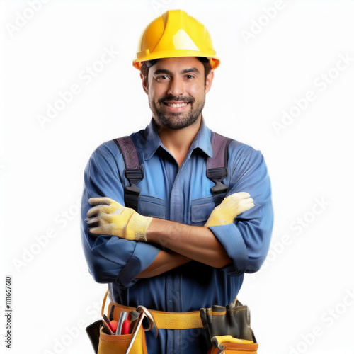 portrait of an electrician isolated on white background