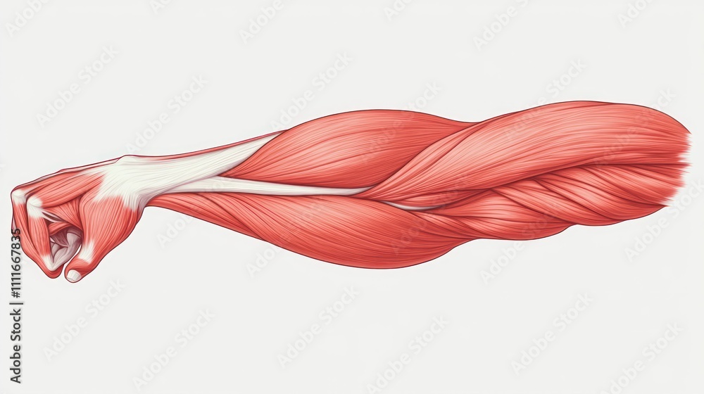 Elbow joint anatomy illustration with muscles and tension isolated on a white background Elbow joint anatomy illustration with muscles and tension isolated on a white background