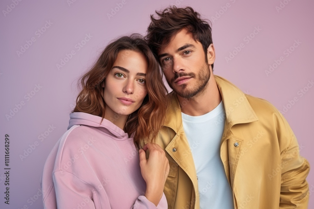 A man and a woman are posing for a photo A man and a woman are posing for a photo