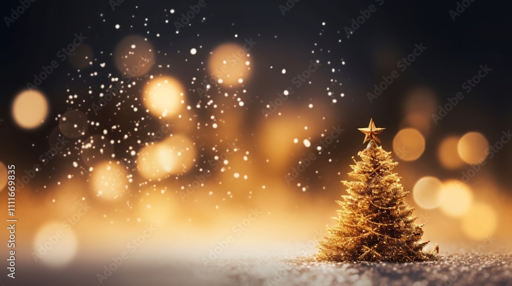 Elegant and festive Merry Christmas greeting in sparkling golden text with a blurred background featuring a lush Christmas tree perfect for holiday card designs seasonal advertisements Elegant and festive Merry Christmas greeting in sparkling golden text with a blurred background featuring a lush Christmas tree perfect for holiday card designs seasonal advertisements