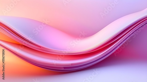 Abstract paper wave pattern, vibrant gradient colors, smooth curves