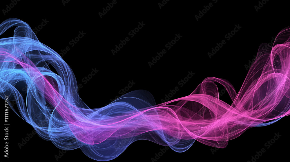 A vibrant swirl of blue and pink smoke trails gracefully against a black background, creating a dynamic and visually striking effect. A vibrant swirl of blue and pink smoke trails gracefully against a black background, creating a dynamic and visually striking effect.