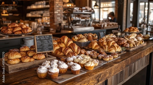 Delicious Pastry Display in a Bakery