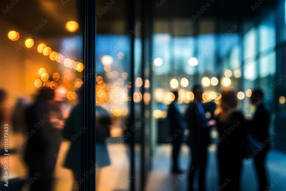 Blurred Formal Business Networking Event in Modern Office Space Blurred Formal Business Networking Event in Modern Office Space