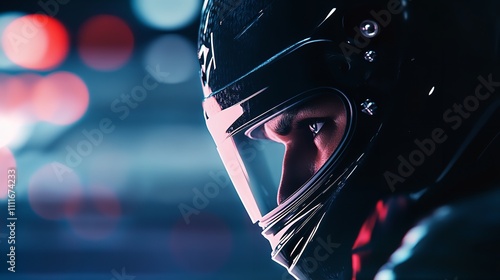 A Formula 1 car undergoing a high-speed pit stop, with crew members working efficiently in a brightly lit pit lane.