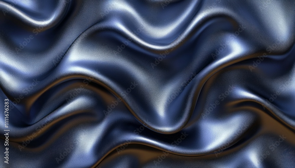 Dark Blue Metallic Fabric Draped In Soft Waves Dark Blue Metallic Fabric Draped In Soft Waves