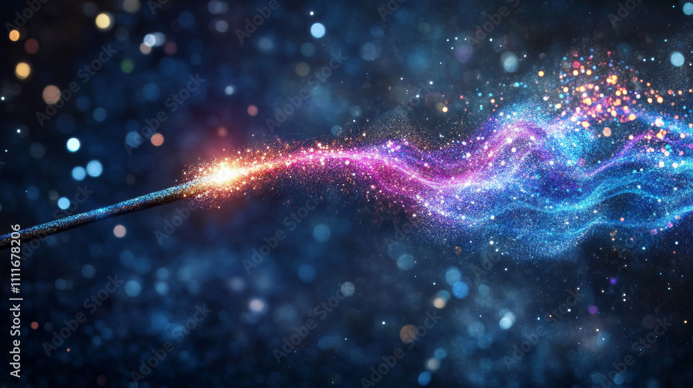 Magic wand with fairy colorful swirl light trail with sparkles and glitter. Realistic 3d vector set of fantasy wizard spell stick with glow wave trace. Fairytale magician rod with twinkle streak. Magic wand with fairy colorful swirl light trail with sparkles and glitter. Realistic 3d vector set of fantasy wizard spell stick with glow wave trace. Fairytale magician rod with twinkle streak.