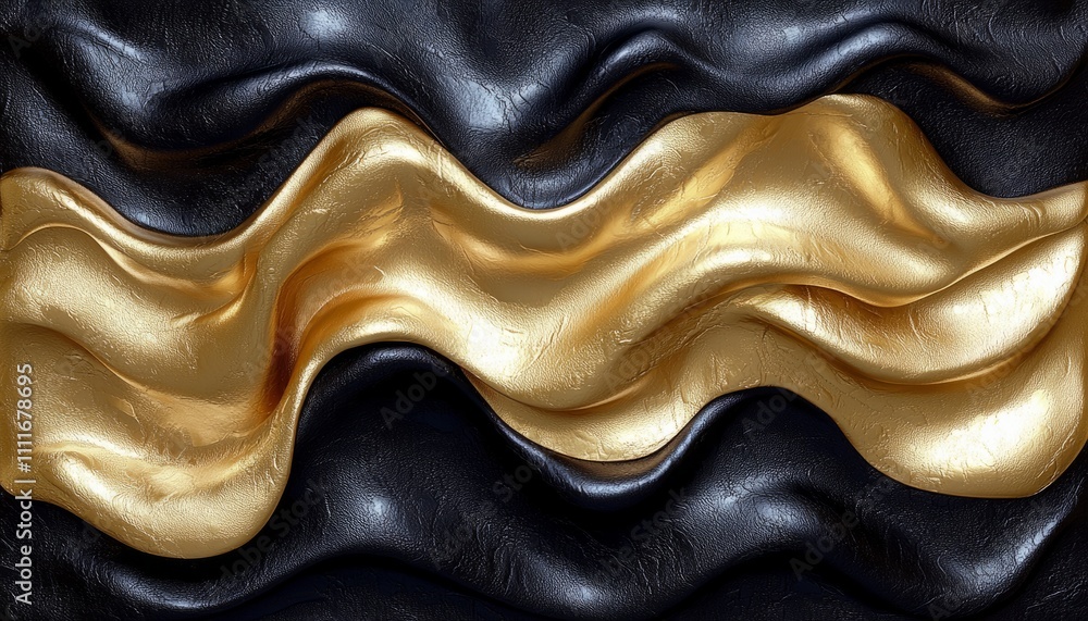 Abstract Gold and Black Wavy Fabric Design Abstract Gold and Black Wavy Fabric Design
