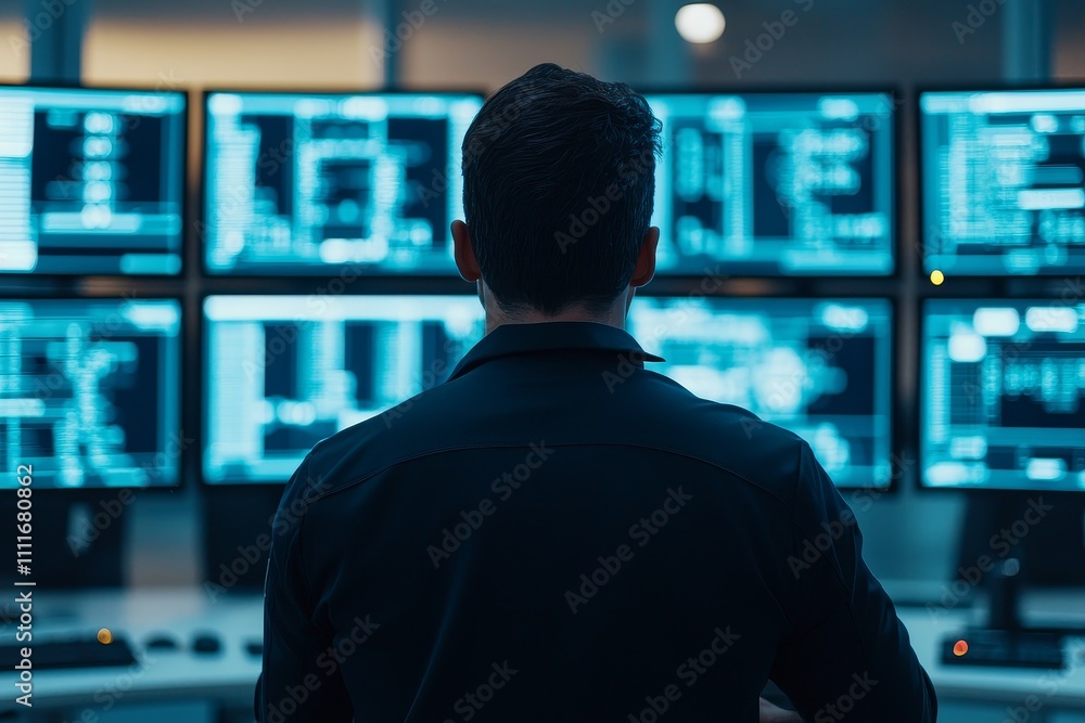 Logistic with control room concept. Professional monitoring in a tech control room environment Logistic with control room concept. Professional monitoring in a tech control room environment