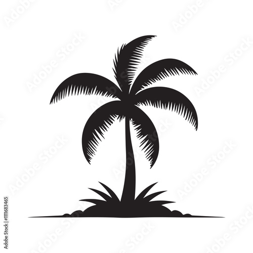 Coconut tree silhouette vector icon design whit a white background.
