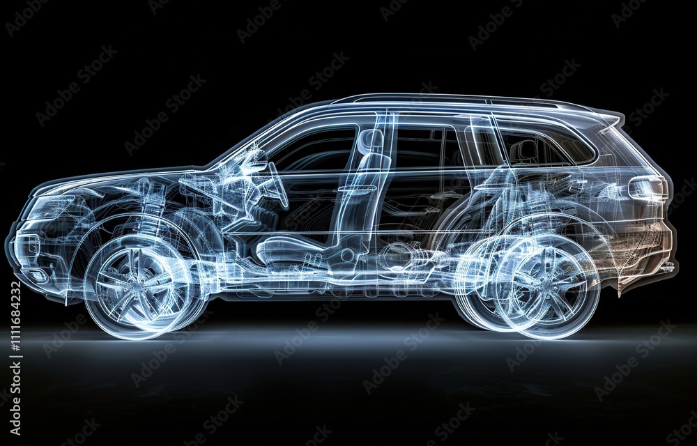 Naklejka premium x-ray perspective transparency vehicle