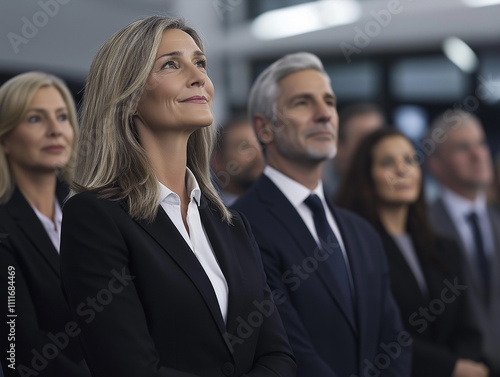 Business professionals at a product launch event