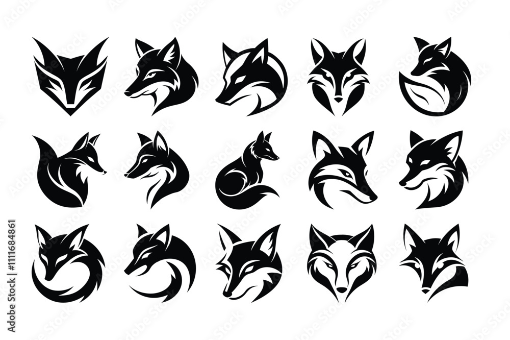 Obraz premium Set of Fox Logo Design Illustrations – Creative and Modern Logos