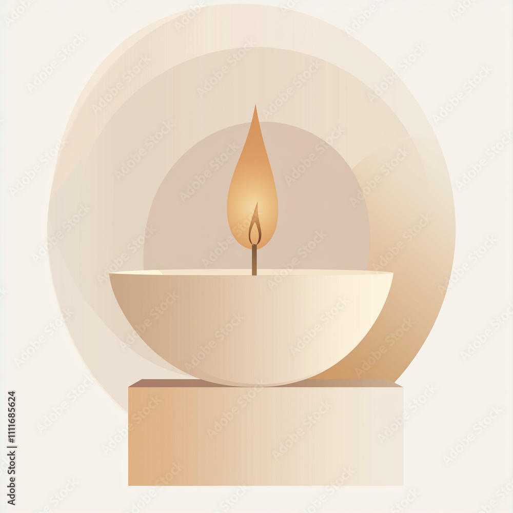 Minimalist candle illustration with soft beige tones. Minimalist candle illustration with soft beige tones.
