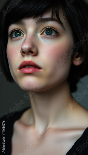 Stylized digital portrait of a woman with bold and warm color palette