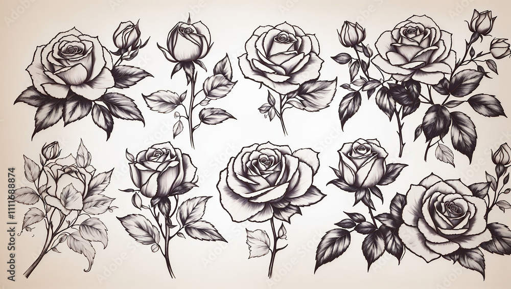 Four framed black-line drawings of flowers and leaves on a light-colored wall. Four framed black-line drawings of flowers and leaves on a light-colored wall.