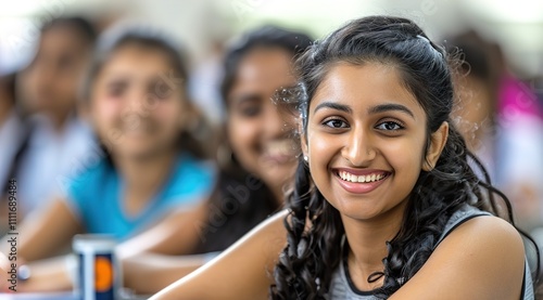 Female adult learners communicating during class in lecture hall.