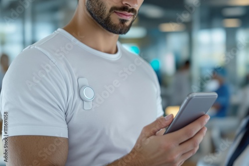 Fitness Enthusiast Using Smart Technology at the Gym