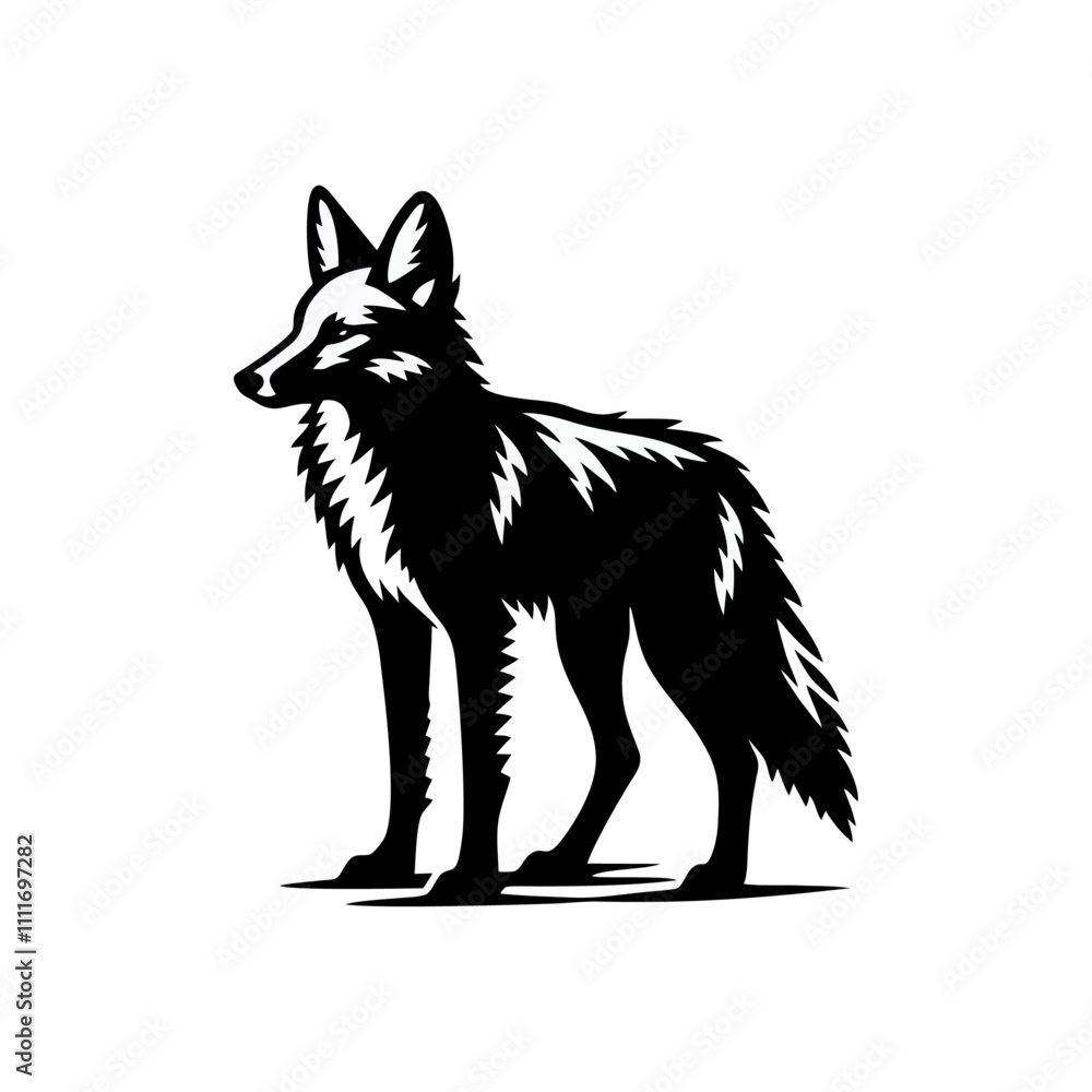 Fototapeta premium Coyote logo icon black white design