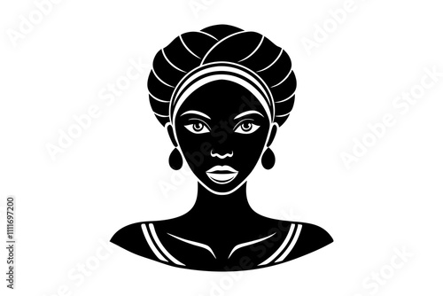 African Woman Half-Length Silhouette Vector – Elegant Black Woman Profile Design for Art & Print