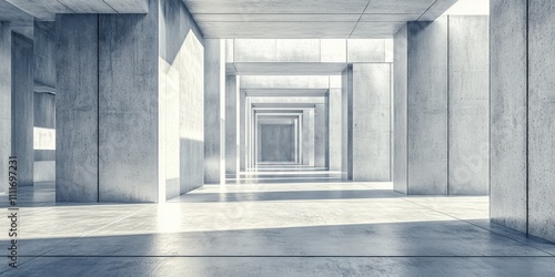 Abstract Concrete Structure Architectural Design Modern Building Interior Grey Walls Columns Perspective Minimalist Design Contemporary Architecture Building Space