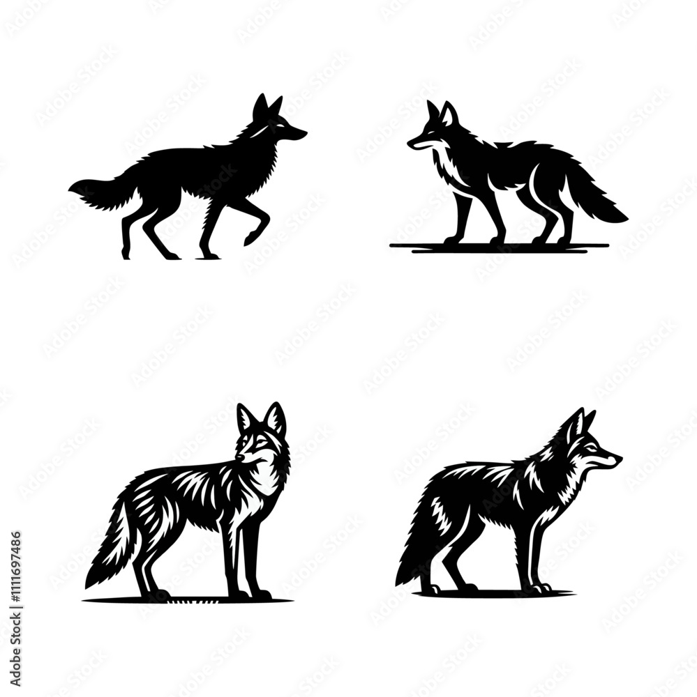 Fototapeta premium Coyote logo icon black white design
