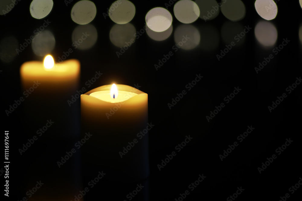 Serene Candlelight with Glowing Bokeh Backdrop for Relaxation and Meditation Serene Candlelight with Glowing Bokeh Backdrop for Relaxation and Meditation