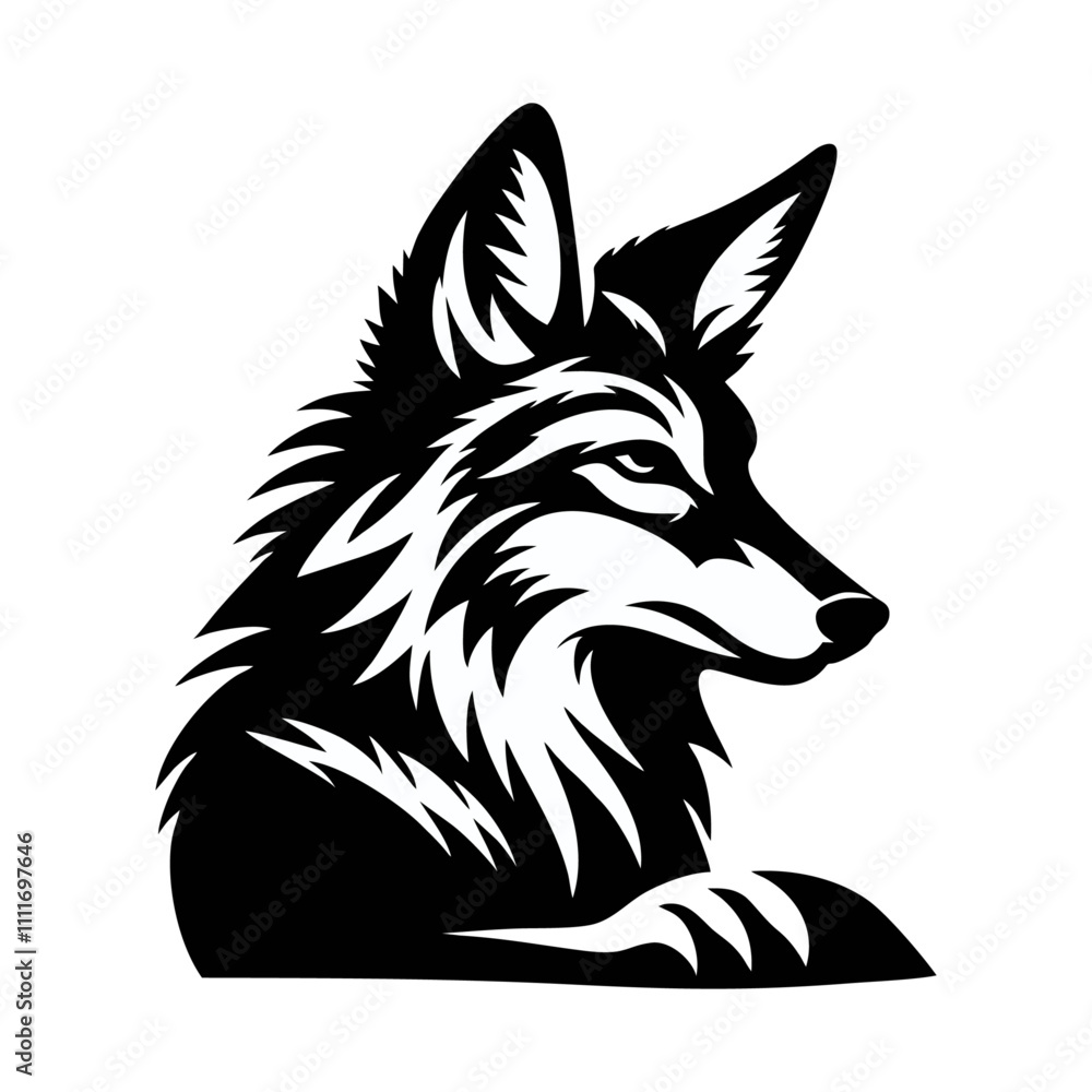 Obraz premium Coyote logo icon black white design