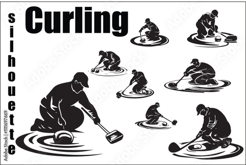 Vector Curling Player: Silhouette on Ice
 photo