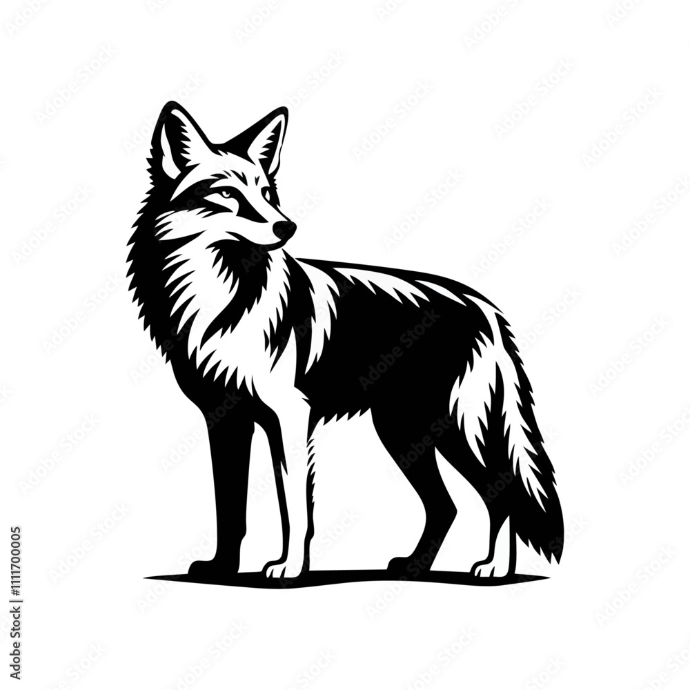 Obraz premium Coyote logo icon black white design