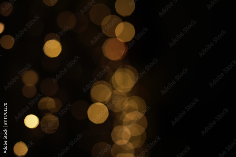 Bokeh Lights Background - Abstract, Warm, Soft, Festive Yellow and Brown Circular Light Spots