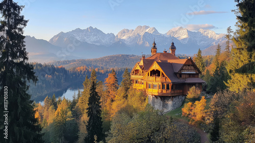 Hiking in the mountains as a favorite hobby. Active lifestyle. Views of the Tatra Mountains and the High Tatras from hiking trails. Mountain peaks, slopes, lakes and valleys between mountains photo