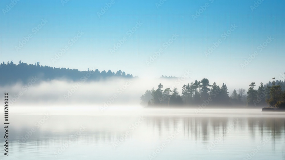 Serene Morning Mist Over Calm Lake, Perfect for Wall Art, Meditation, or Home Decor Serene Morning Mist Over Calm Lake, Perfect for Wall Art, Meditation, or Home Decor